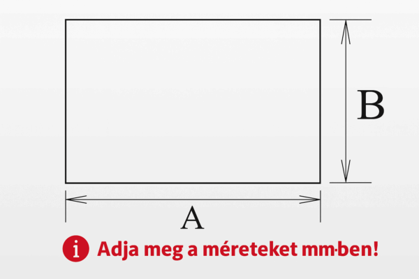 Az alumínium (99,5%) lemez, a hidegen hengerelt lemez, a melegen hengerelt lemez, a horganyzott lemez, a natúr rozsdamentes lemez, a szálcsiszolt rozsdamentes lemez, a tükrös rozsdamentes lemez és a vörösréz lemez kialakításához tartozó ábra. Egy fémlemez ábrázolása az A és B oldalt jelző nyilakkal, amely elmagyarázza az ügyfelek számára, hogy a kialakítandó egyedi fémlemez darabhoz megadandó méretek mire vonatkoznak.